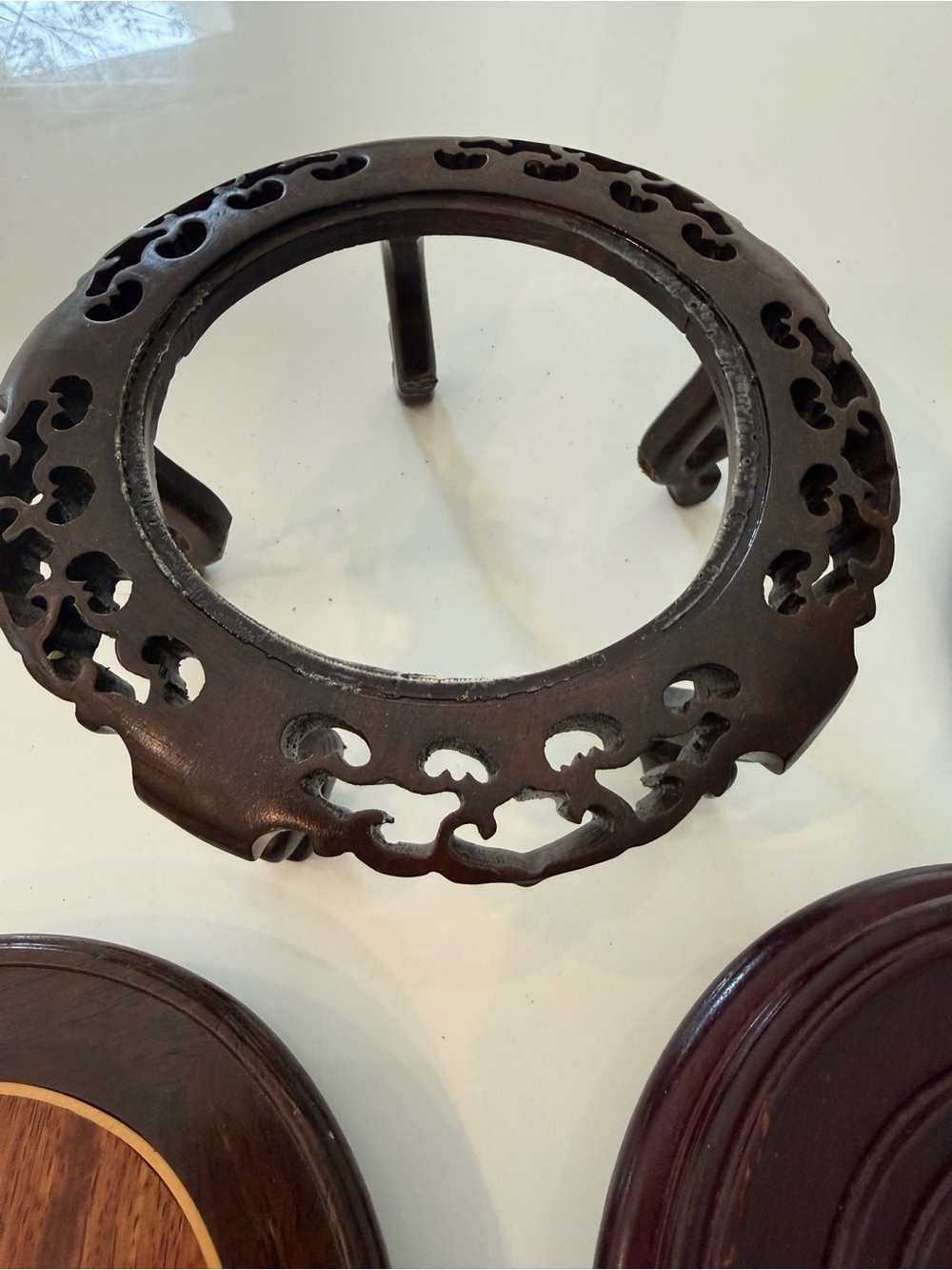 4 Rosewood plant stands/ Round Wood Display Bases - Picture 4 of 5